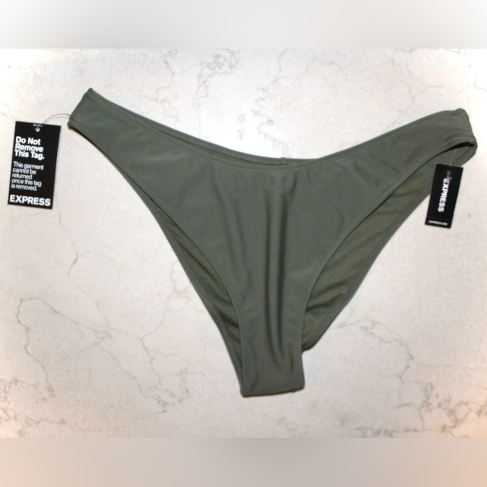 Express | High Cut Cheeky Olive Green Bikini Bottoms